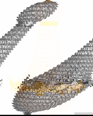 Candelabru Rococo din alama aurie cu cristale