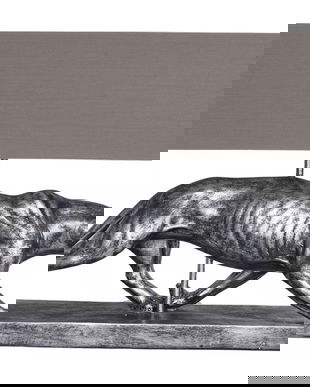 Lampa de masa cu un leopard argintiu