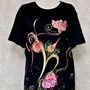 Tricou negru, pictat manual, unicat