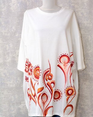 Tricou alb, oversize, pictat manual, unicat