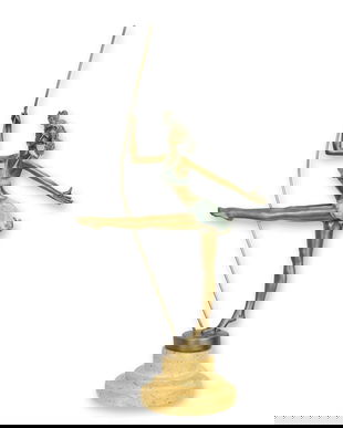 Balerina - statueta din bronz pe soclu din marmura