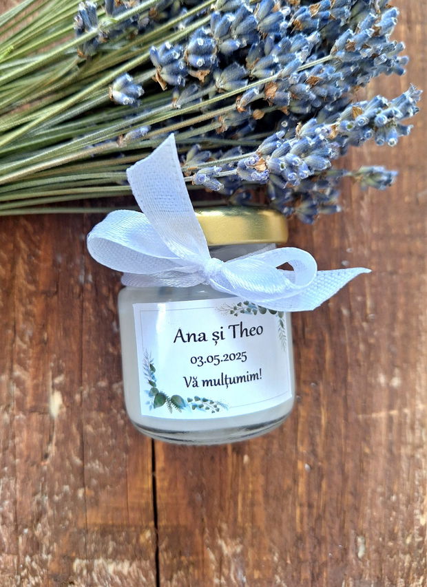 Marturii nunta / Marturii lumânări parfumate lavanda / Marturii flori uscate