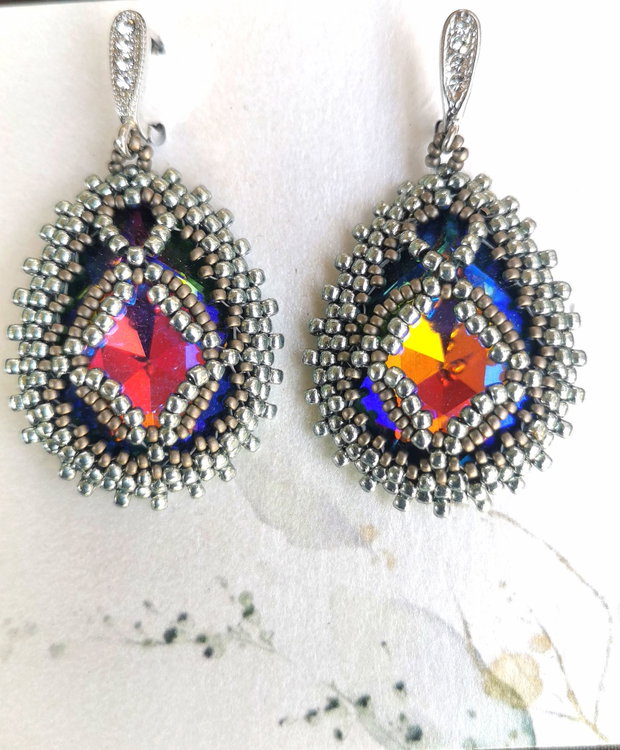 Cercei Royal cristal și argint handmade