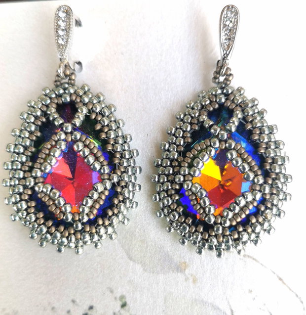 Cercei Royal cristal și argint handmade