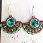 Cercei Evantai turcoaz handmade