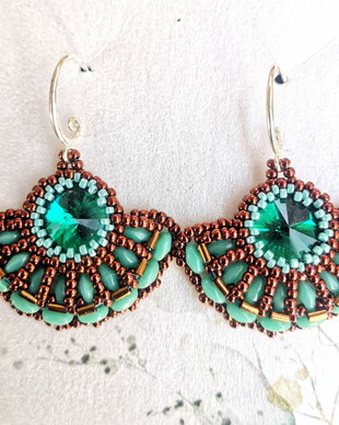 Cercei Evantai turcoaz handmade
