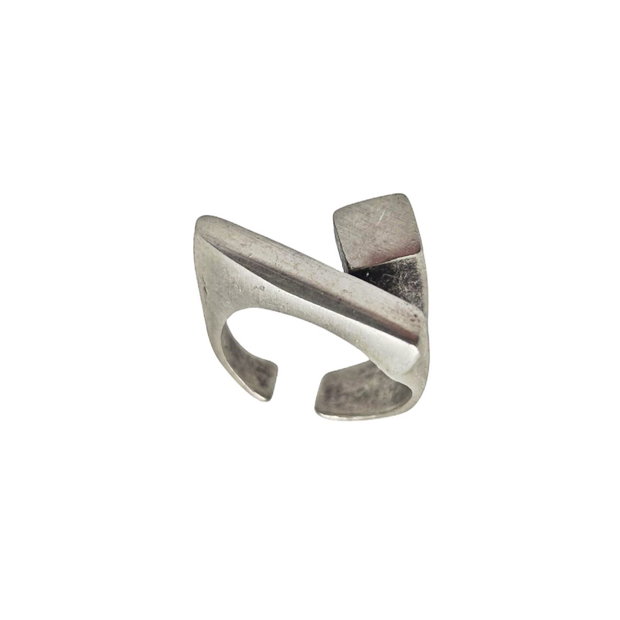 Inel metalic model geometric modern, Inz043