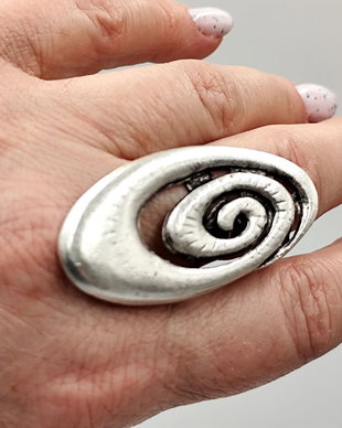 Inel metalic design spirala rustic, Inz044