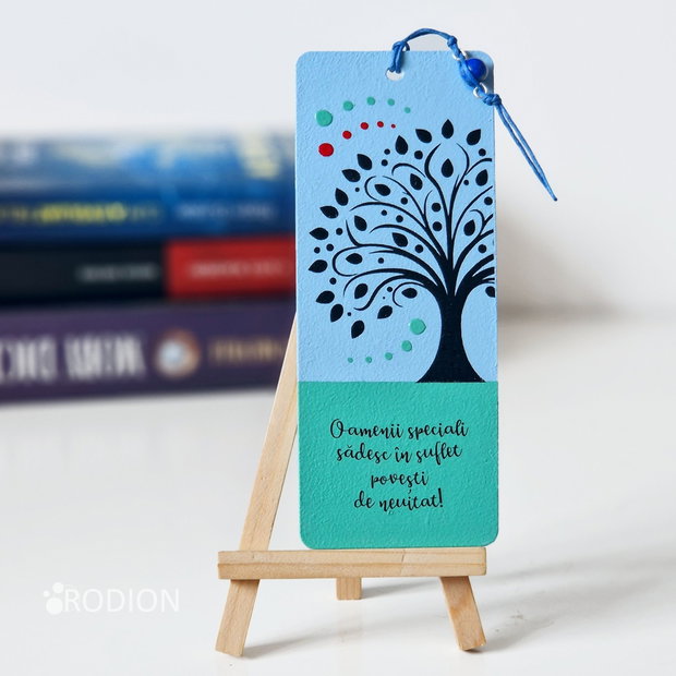 Semn de carte Copacul Vietii pictat manual cu mesaj personalizat