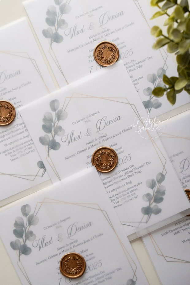 Invitatie nuntă Eucalipt Basic