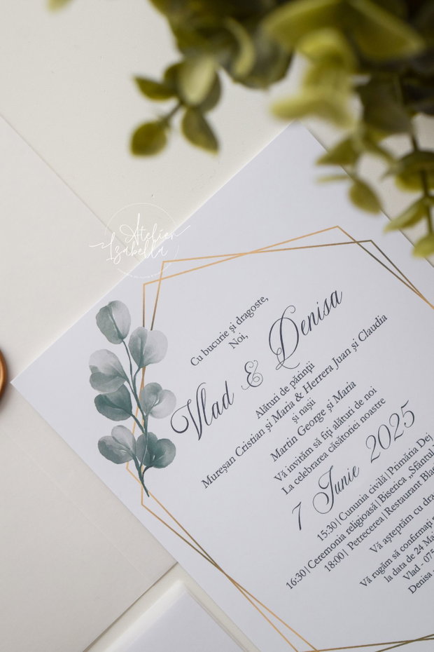 Invitatie nuntă Eucalipt Basic