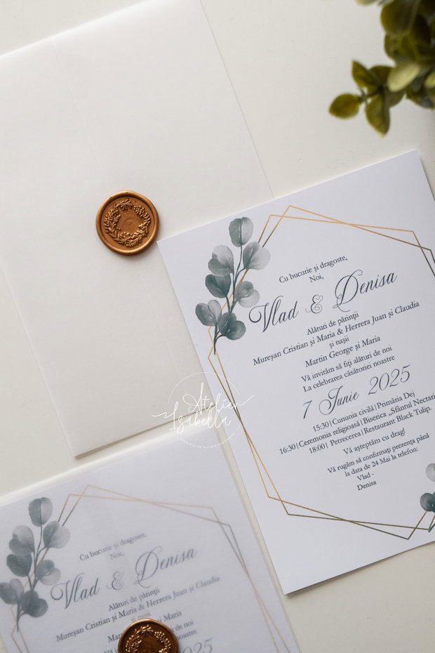 Invitatie nuntă Eucalipt Basic