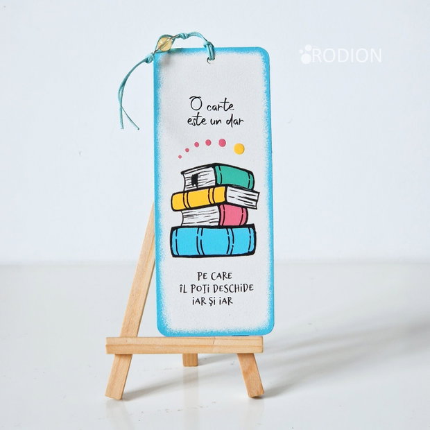 Semn de carte carti pictat manual personalizat cu mesaj
