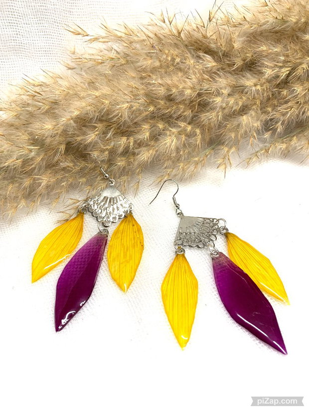 cercei handmade unicat din rasina si flori naturale 00249