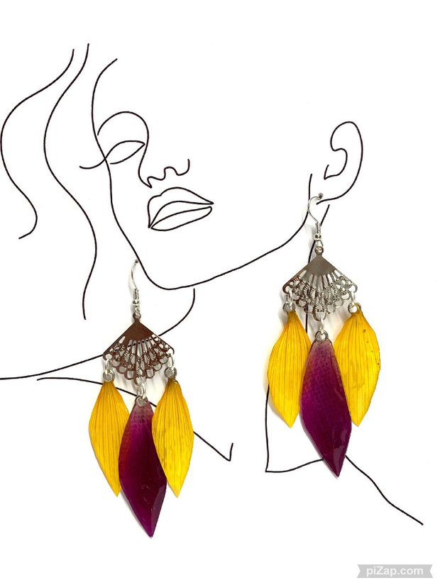 cercei handmade unicat din rasina si flori naturale 00249