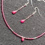 Set argint rubin rubelit turmalina roz briolete gravate colier cercei lant argint minimalist boho chic trendy - Transport gratuit