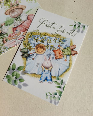 Felicitari Paste. Set de 2 bucati felicitari cu animalute