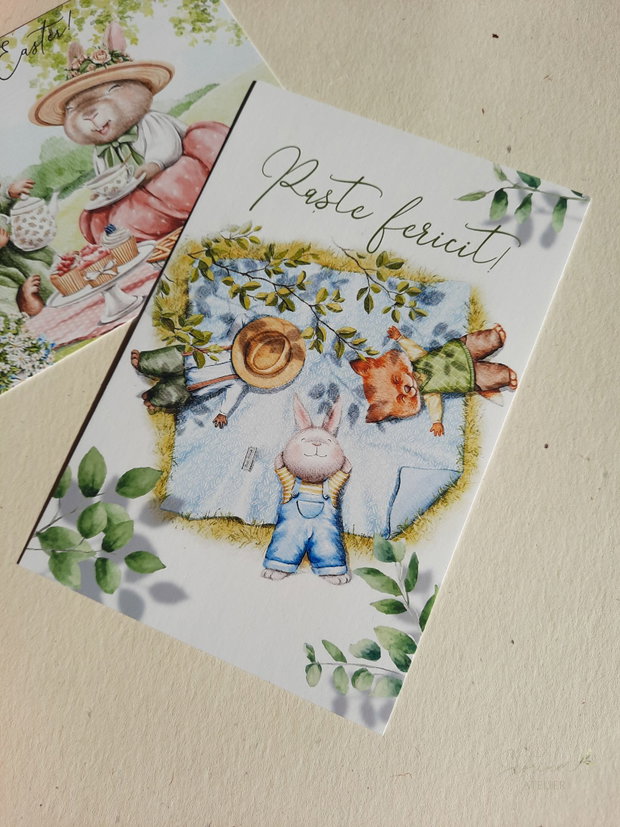 Felicitari Paste. Set de 2 bucati felicitari cu animalute