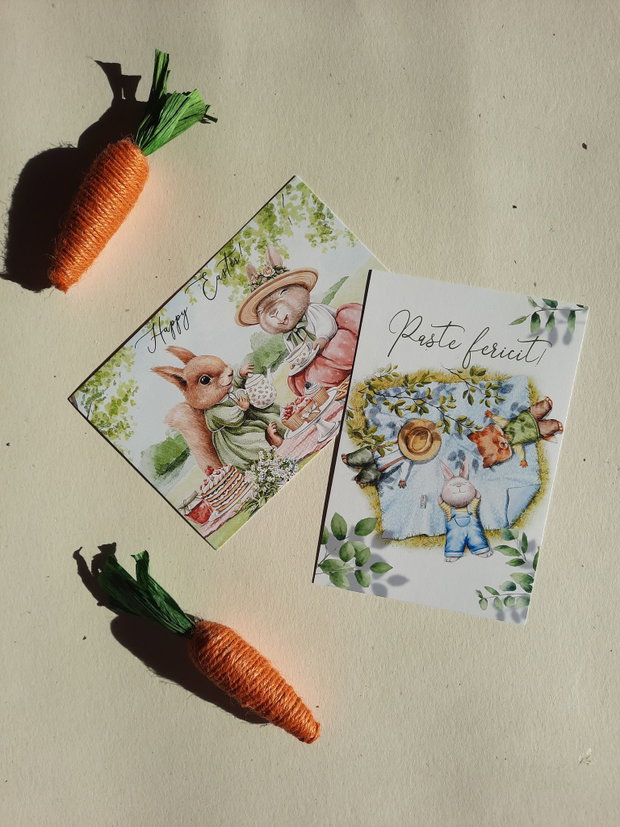 Felicitari Paste. Set de 2 bucati felicitari cu animalute