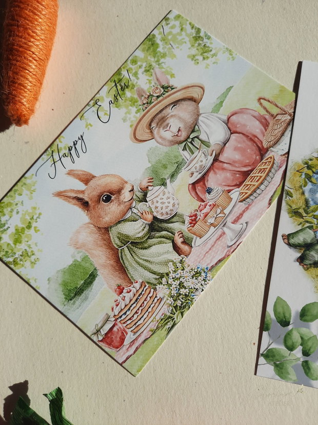 Felicitari Paste. Set de 2 bucati felicitari cu animalute