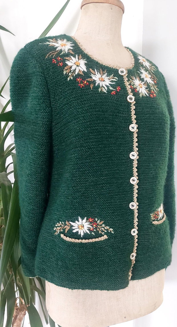 Jacheta handmade Edelweis verde