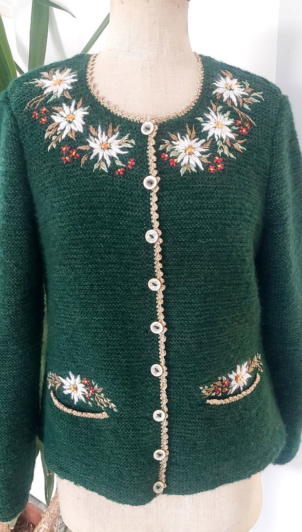 Jacheta handmade Edelweis verde