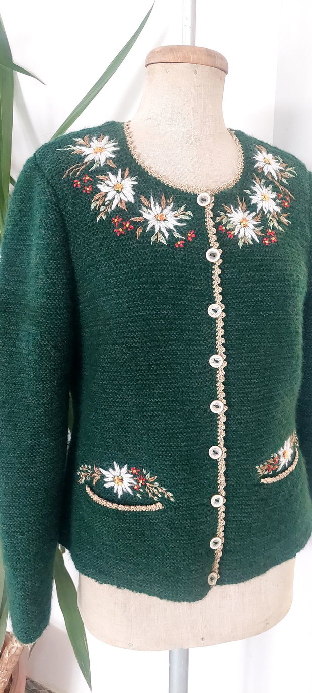 Jacheta handmade Edelweis verde