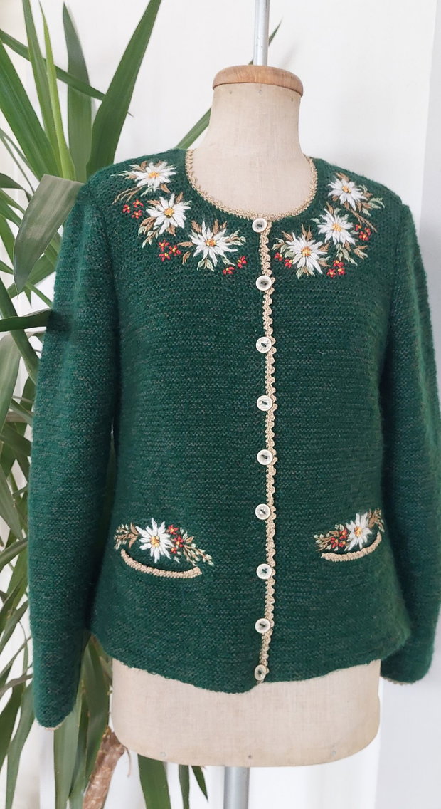 Jacheta handmade Edelweis verde