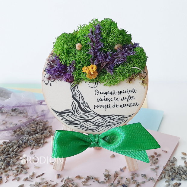Magnet copacul vietii cu licheni stabilizati personaliat cu text handmade