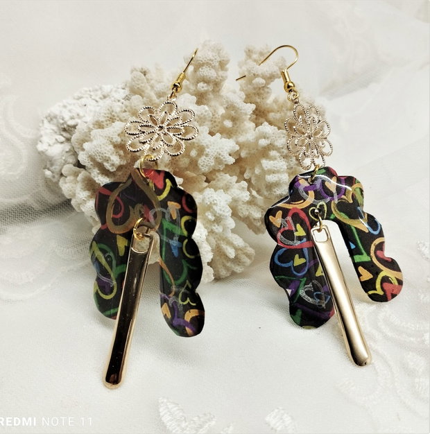Cercei handmade unicat - pictati manual  00183