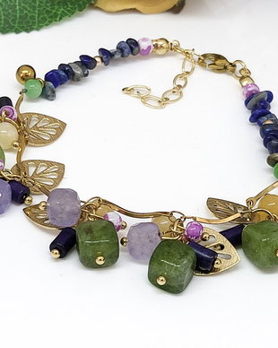 Bratara charm peridot ,jad si lapis lazuli