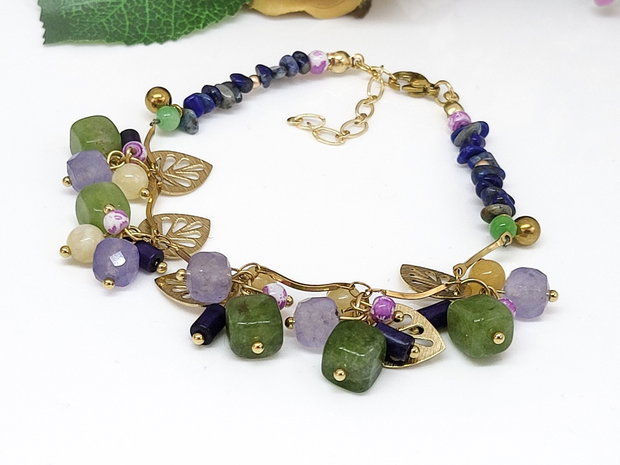 Bratara charm peridot ,jad si lapis lazuli