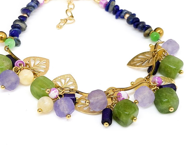 Bratara charm peridot ,jad si lapis lazuli