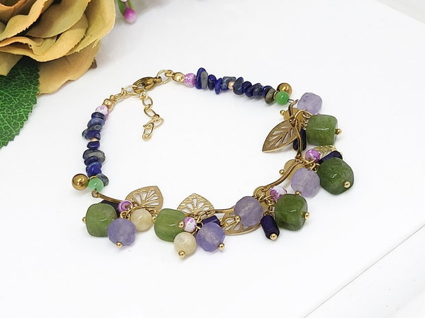 Bratara charm peridot ,jad si lapis lazuli