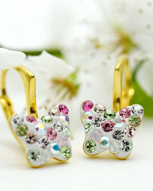 Cercei handmade simbol Fluturasi  Argint 925 placat cu aur