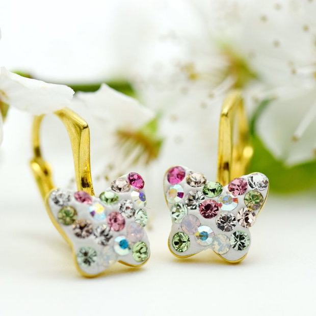 Cercei handmade simbol Fluturasi Argint 925 placat cu aur