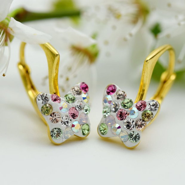 Cercei handmade simbol Fluturasi Argint 925 placat cu aur