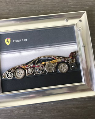 Masina model Ferrari F 40 Cod M 446・Tablou masini・Viteză și eleganță în colaj・Colaj cu mașini clasice・Automobile în detaliu