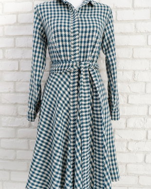 Rochie Camasa Stofa Picior de Cocos Turcoaz cu Crem