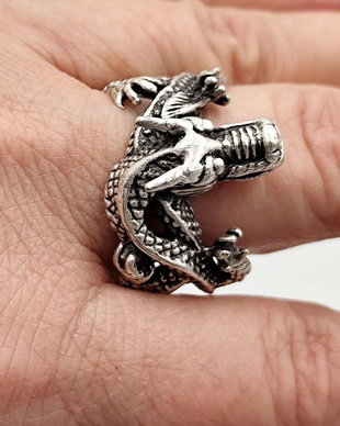 Inel metalic barbatesc, dragon mitic, Inz052