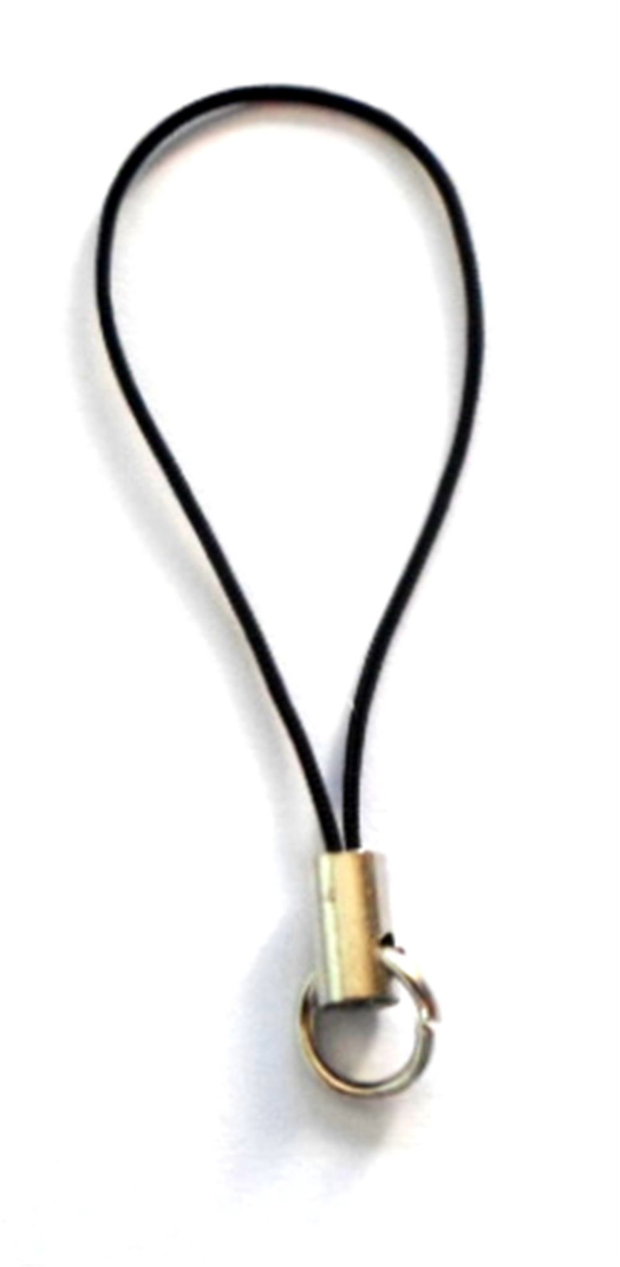 Breloc snur nylon negru cu accesorii argintiu