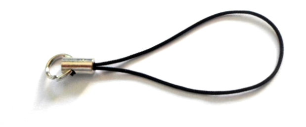 Breloc snur nylon negru cu accesorii argintiu
