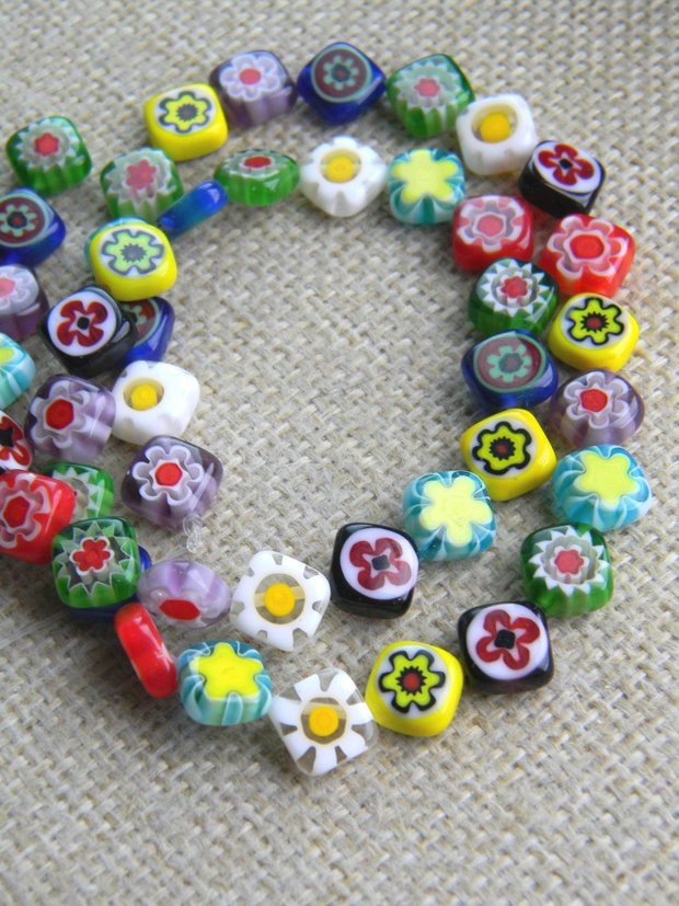 Margele sticla millefiori (AV31)