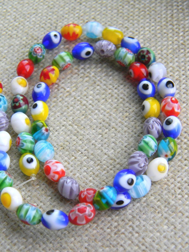 Margele sticla millefiori (AV31)