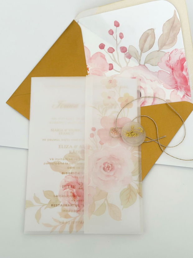 Invitatie nunta cu model floral