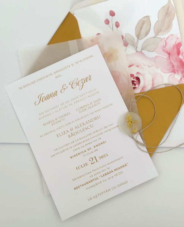 Invitatie nunta cu model floral