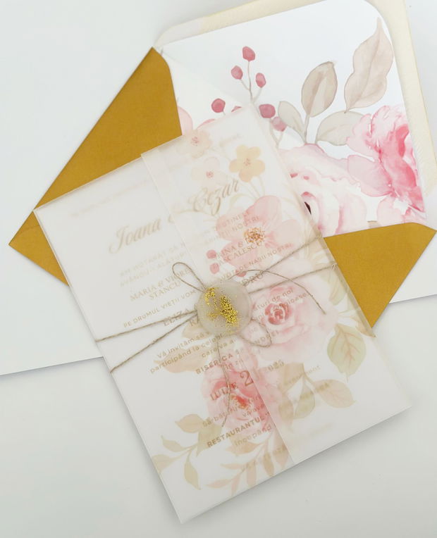 Invitatie nunta cu model floral