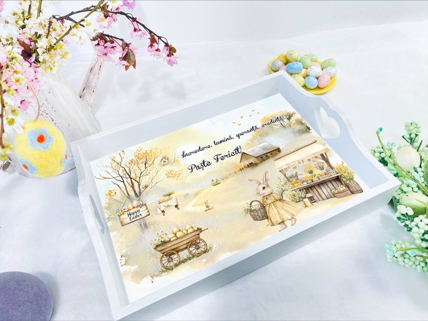 Tavita decorativa personalizata cu tematica de Paste - Farm house Easter