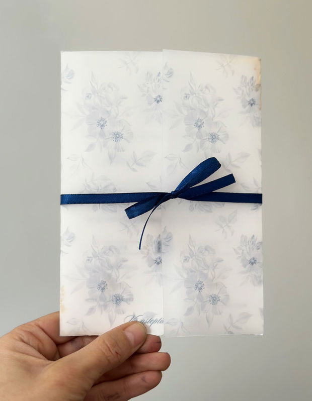 Invitatie nunta albastru si auriu