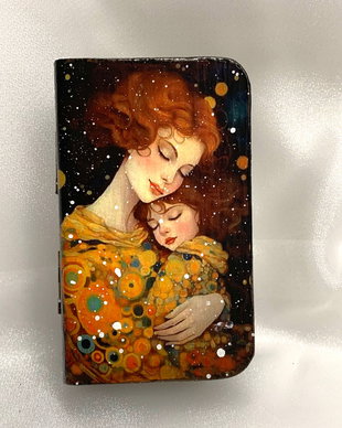 Cutie lemn- caseta de bijuterii decorata manual 00156